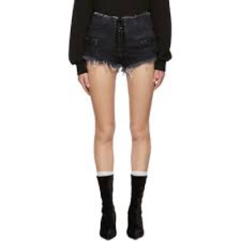 Unravel Denim Lace Up Mini Shorts